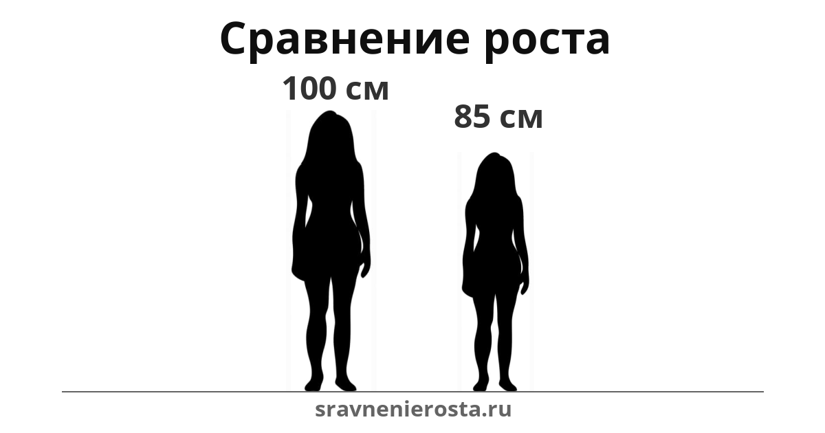 Визуализация соотношения роста женщины (100 см) и женщины (85 см) на сайте sravnenierosta.ru