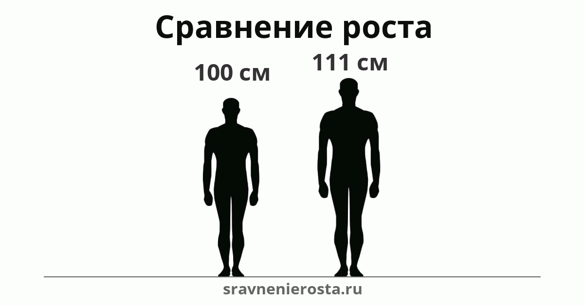 Визуализация соотношения роста мужчины (100 см) и мужчины (111 см) на сайте sravnenierosta.ru