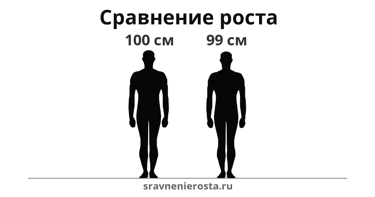 Визуализация соотношения роста мужчины (100 см) и мужчины (99 см) на сайте sravnenierosta.ru