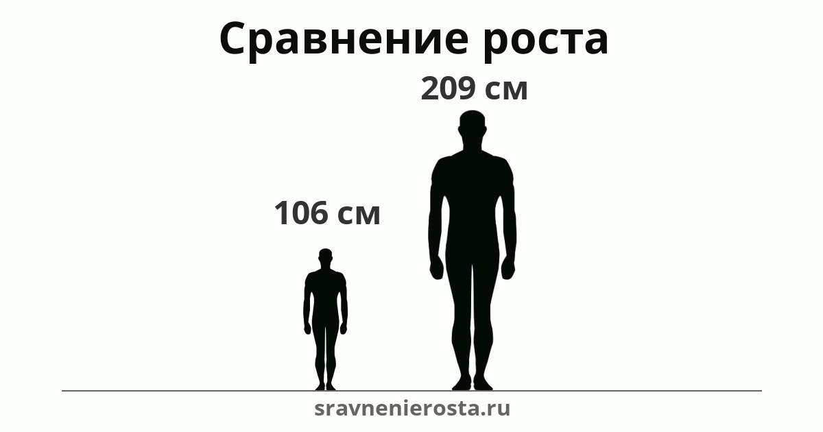 Визуализация соотношения роста мужчины (106 см) и мужчины (209 см) на сайте sravnenierosta.ru