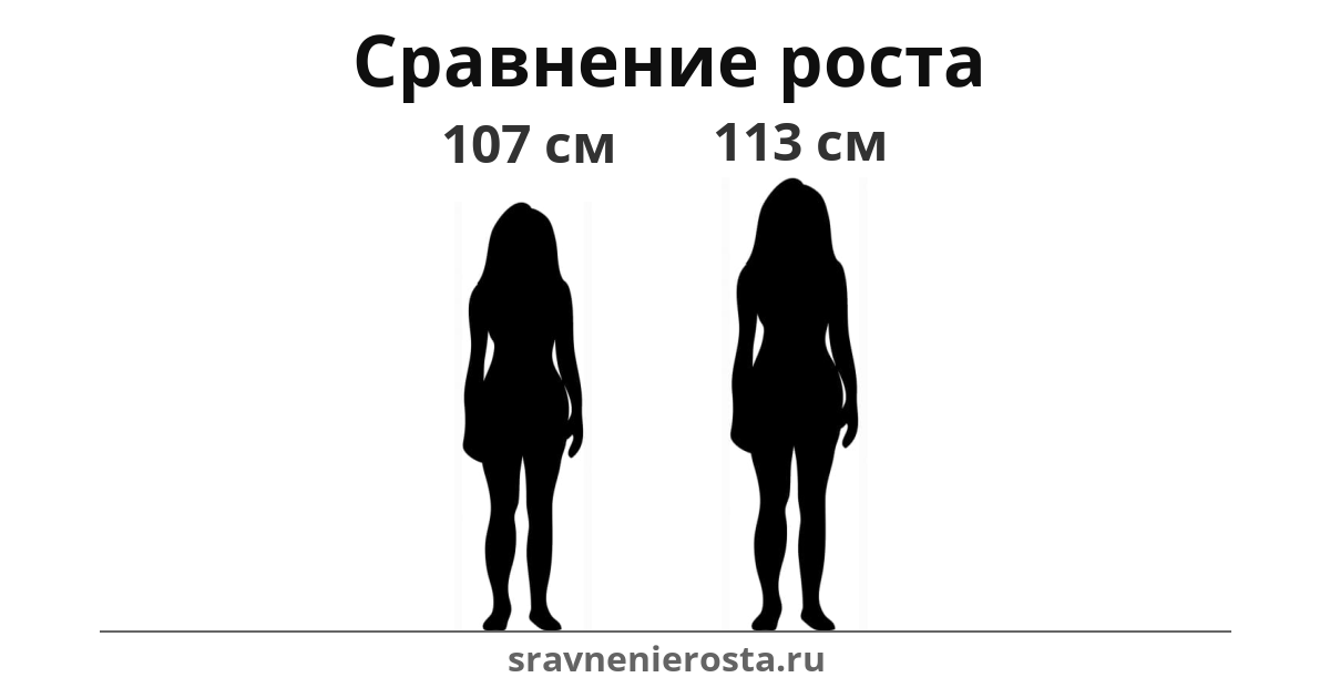 Визуализация соотношения роста женщины (107 см) и женщины (113 см) на сайте sravnenierosta.ru