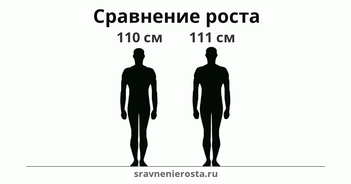Визуализация соотношения роста мужчины (110 см) и мужчины (111 см) на сайте sravnenierosta.ru