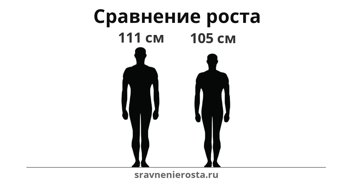 Визуализация соотношения роста мужчины (111 см) и мужчины (105 см) на сайте sravnenierosta.ru