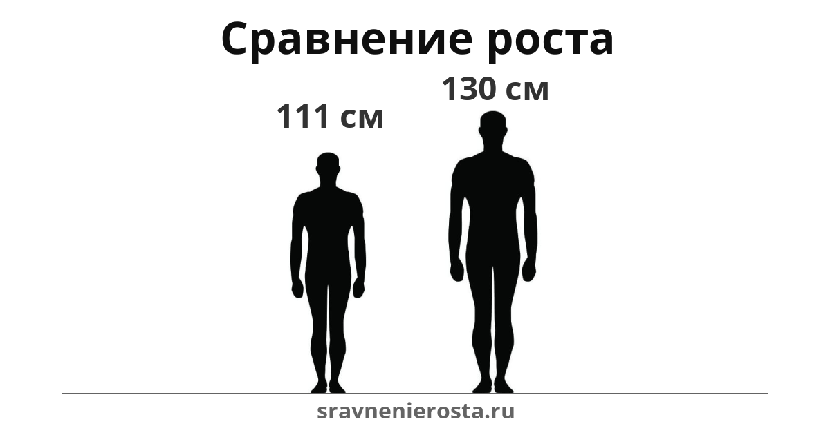 Визуализация соотношения роста мужчины (111 см) и мужчины (130 см) на сайте sravnenierosta.ru