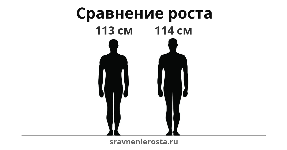 Визуализация соотношения роста мужчины (113 см) и мужчины (114 см) на сайте sravnenierosta.ru