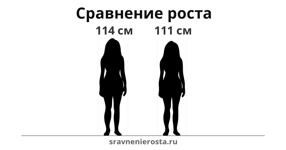 Визуализация соотношения роста женщины (114 см) и женщины (111 см) на сайте sravnenierosta.ru