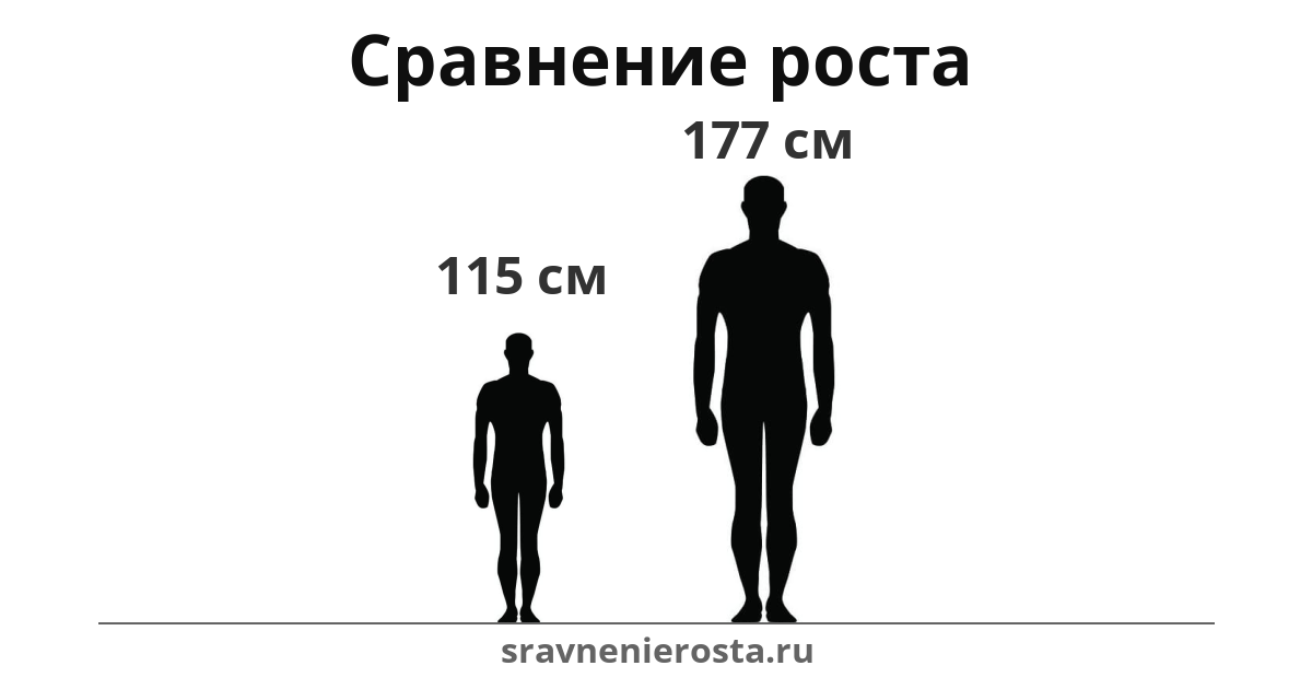 Визуализация соотношения роста мужчины (115 см) и мужчины (177 см) на сайте sravnenierosta.ru