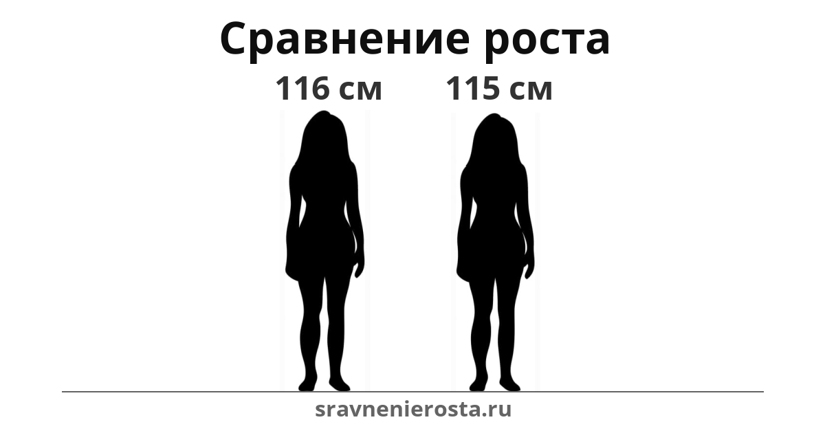 Визуализация соотношения роста женщины (116 см) и женщины (115 см) на сайте sravnenierosta.ru