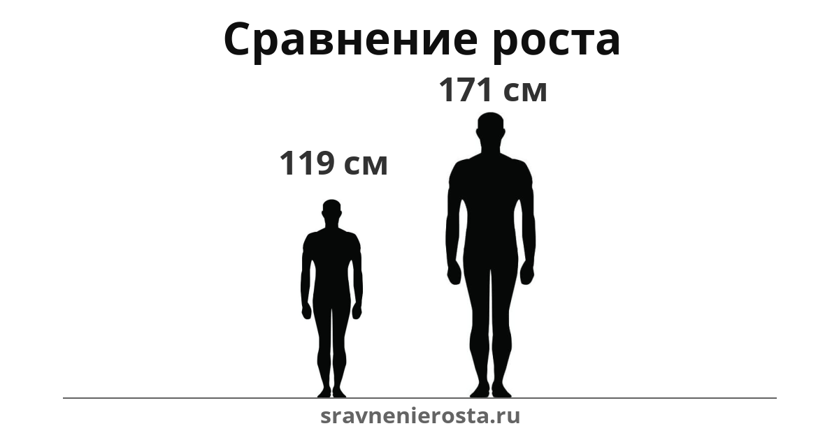 Визуализация соотношения роста мужчины (119 см) и мужчины (171 см) на сайте sravnenierosta.ru