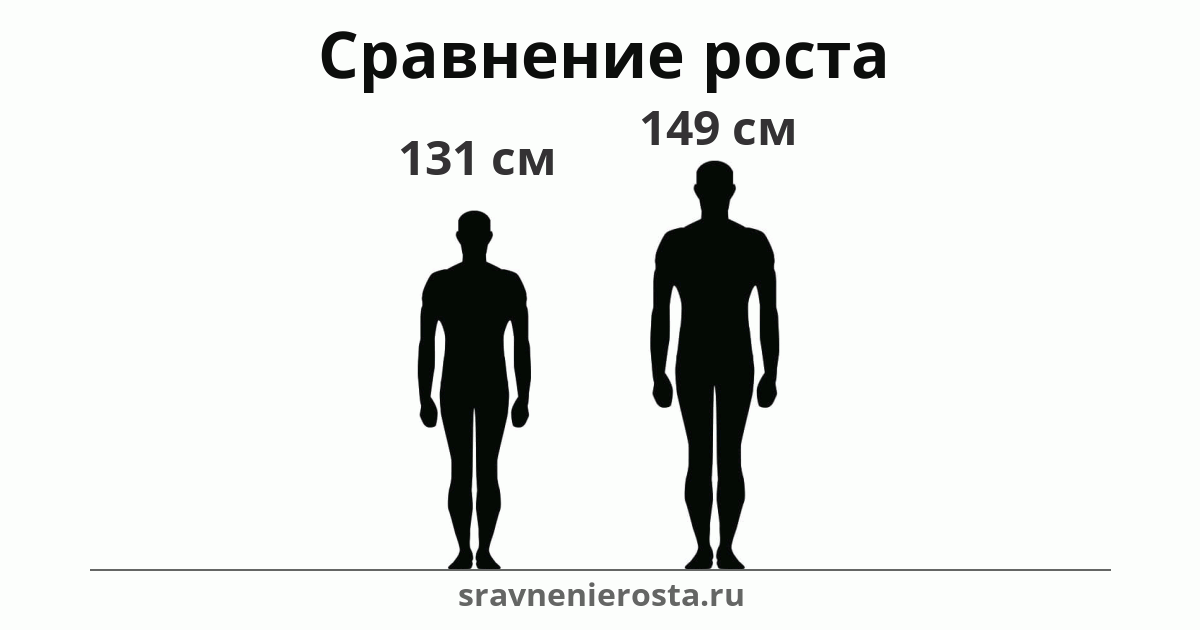 Визуализация соотношения роста мужчины (131 см) и мужчины (149 см) на сайте sravnenierosta.ru