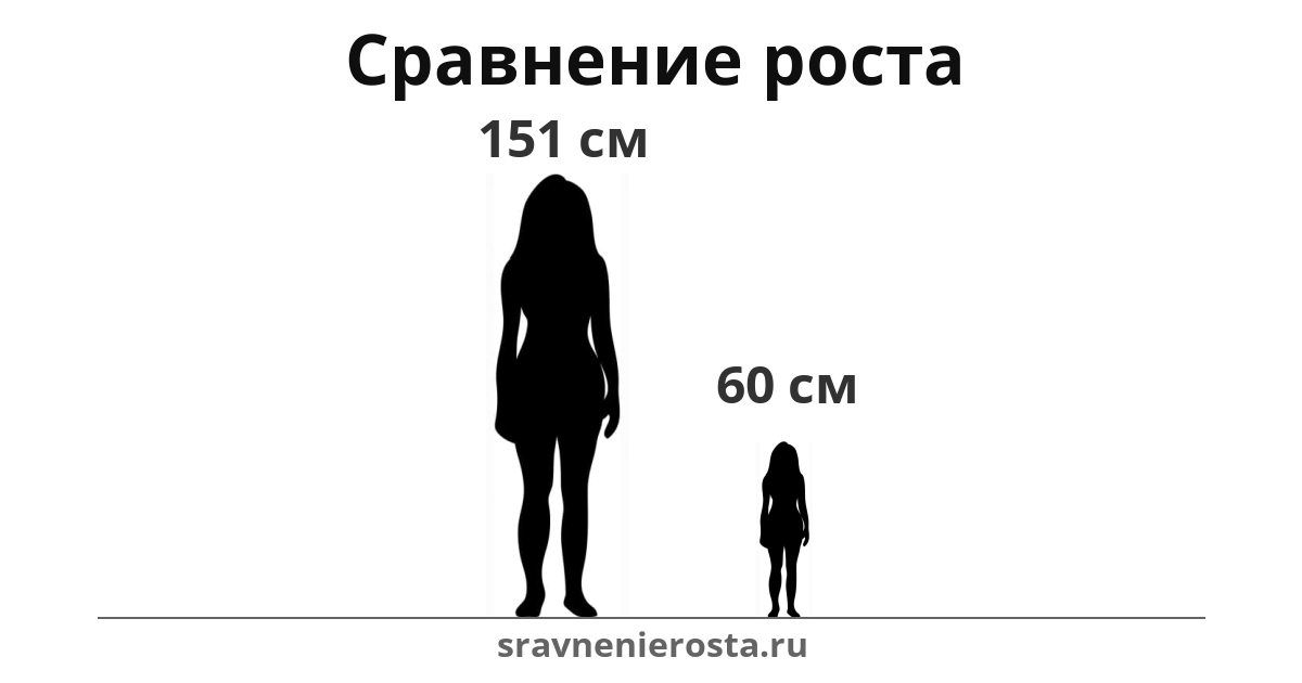 Визуализация соотношения роста женщины (151 см) и женщины (60 см) на сайте sravnenierosta.ru