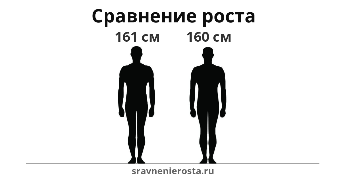 Визуализация соотношения роста мужчины (161 см) и мужчины (160 см) на сайте sravnenierosta.ru