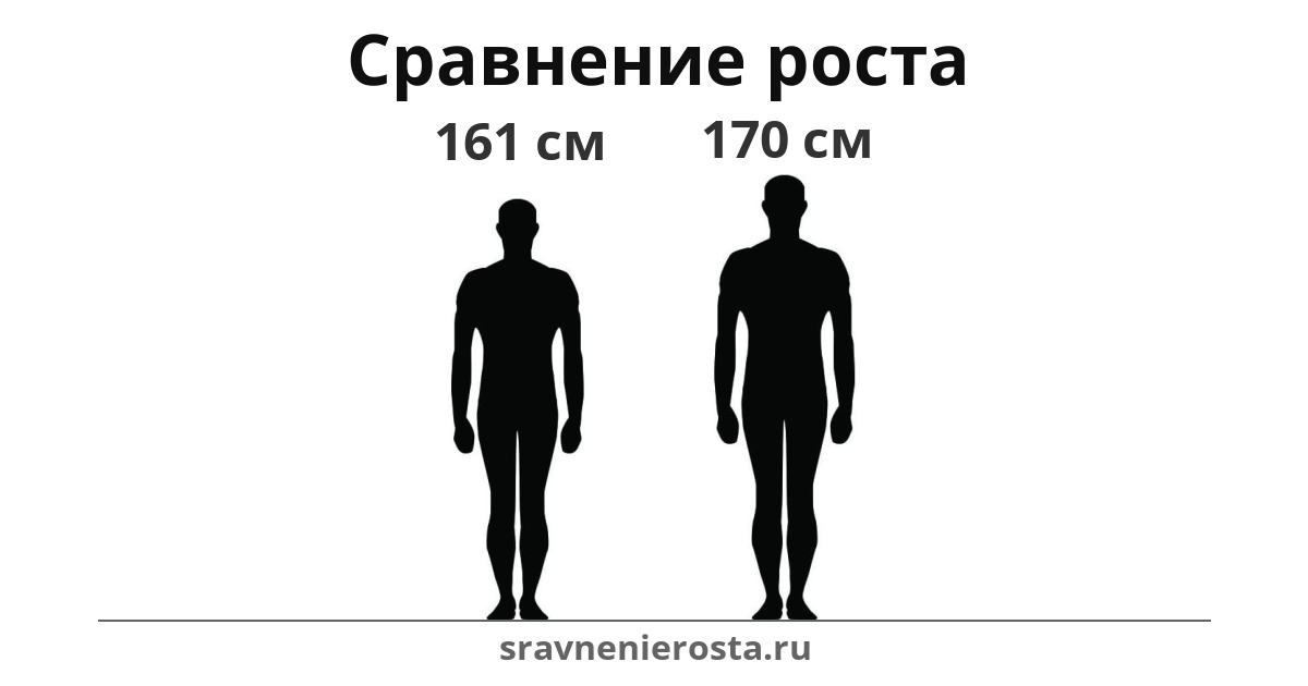 Визуализация соотношения роста мужчины (161 см) и мужчины (170 см) на сайте sravnenierosta.ru