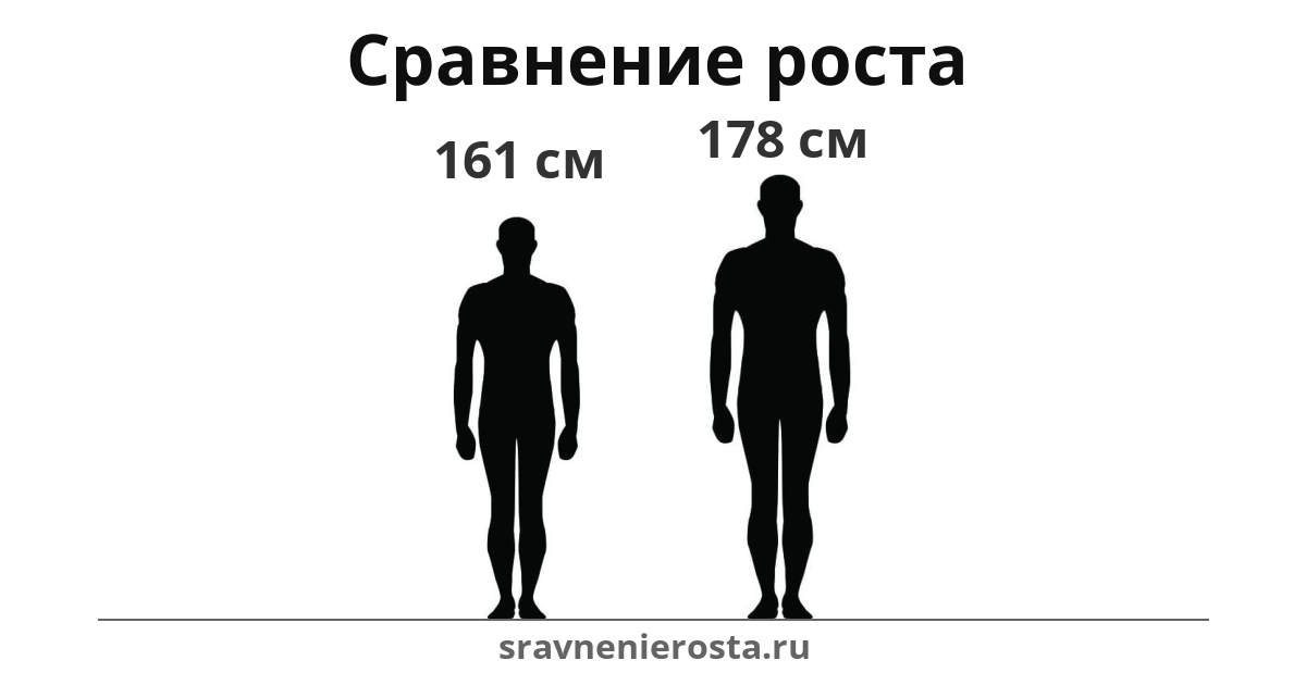 Визуализация соотношения роста мужчины (161 см) и мужчины (178 см) на сайте sravnenierosta.ru