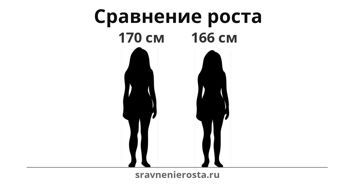Визуализация соотношения роста женщины (170 см) и женщины (166 см) на сайте sravnenierosta.ru