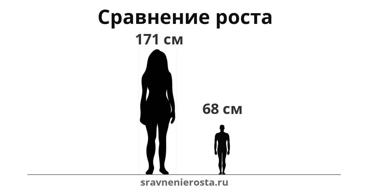 Визуализация соотношения роста женщины (171 см) и мужчины (68 см) на сайте sravnenierosta.ru