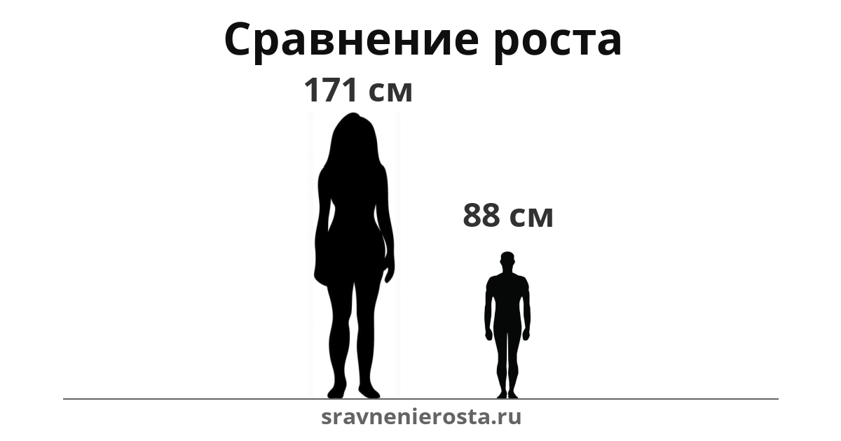 Визуализация соотношения роста женщины (171 см) и мужчины (88 см) на сайте sravnenierosta.ru