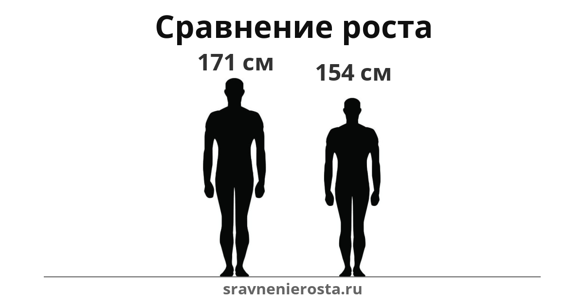 Визуализация соотношения роста мужчины (171 см) и мужчины (154 см) на сайте sravnenierosta.ru