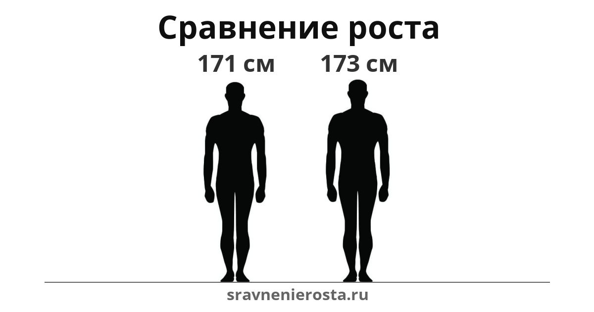 Визуализация соотношения роста мужчины (171 см) и мужчины (173 см) на сайте sravnenierosta.ru