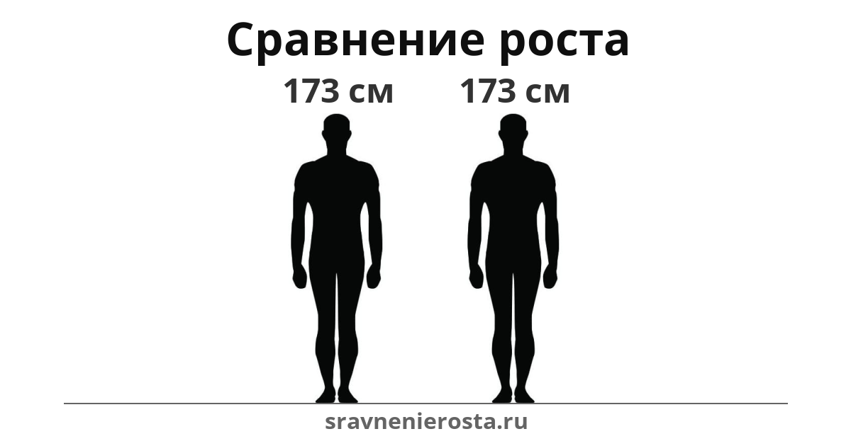 Визуализация соотношения роста мужчины (173 см) и мужчины (173 см) на сайте sravnenierosta.ru