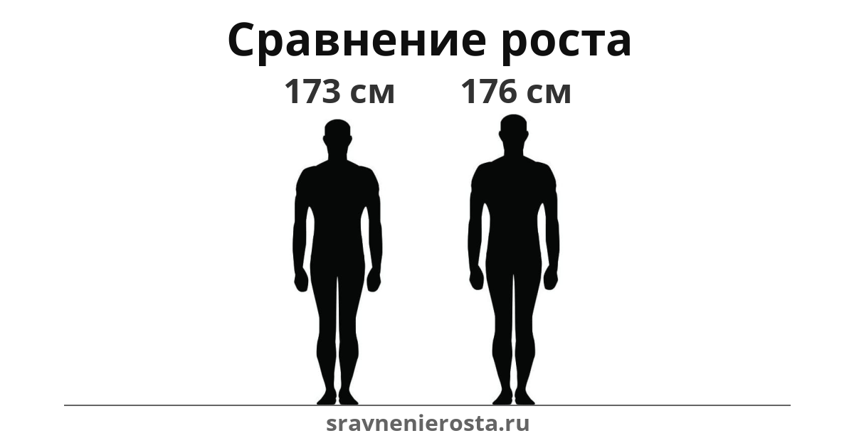 Визуализация соотношения роста мужчины (173 см) и мужчины (176 см) на сайте sravnenierosta.ru