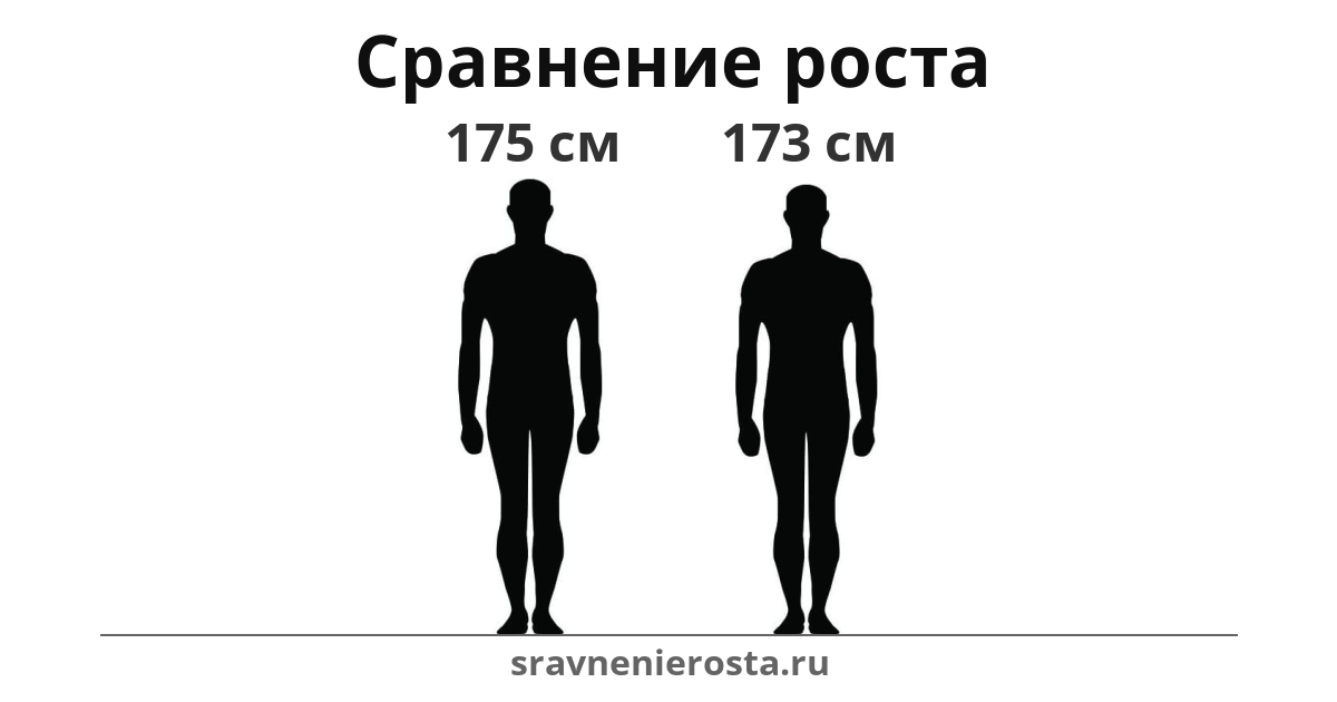 Визуализация соотношения роста мужчины (175 см) и мужчины (173 см) на сайте sravnenierosta.ru