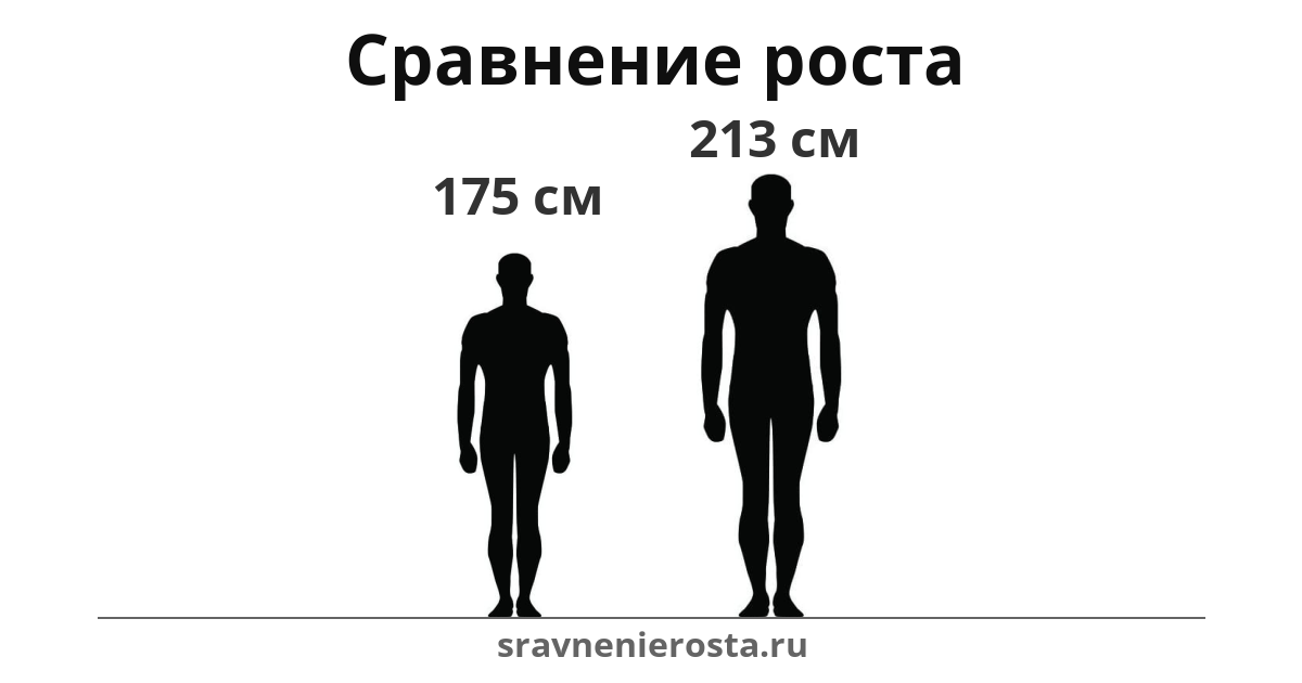 Визуализация соотношения роста мужчины (175 см) и мужчины (213 см) на сайте sravnenierosta.ru
