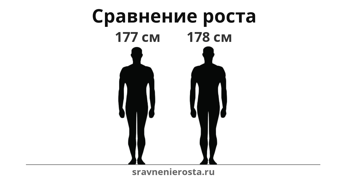 Визуализация соотношения роста мужчины (177 см) и мужчины (178 см) на сайте sravnenierosta.ru