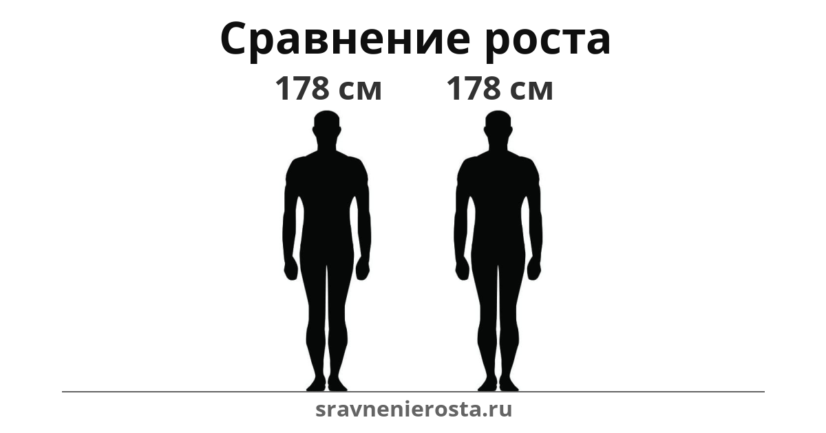 Визуализация соотношения роста мужчины (178 см) и мужчины (178 см) на сайте sravnenierosta.ru