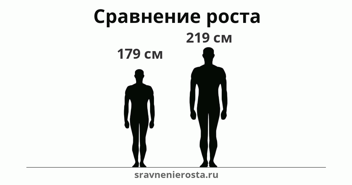 Визуализация соотношения роста мужчины (179 см) и мужчины (219 см) на сайте sravnenierosta.ru