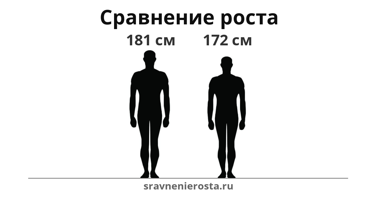 Визуализация соотношения роста мужчины (181 см) и мужчины (172 см) на сайте sravnenierosta.ru