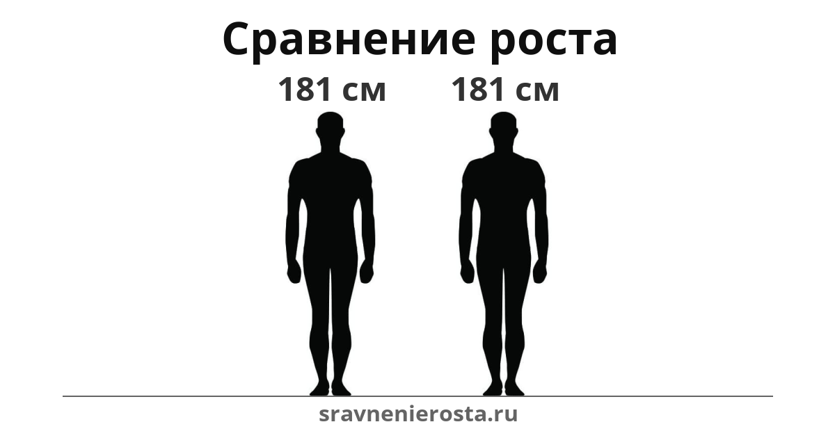 Визуализация соотношения роста мужчины (181 см) и мужчины (181 см) на сайте sravnenierosta.ru