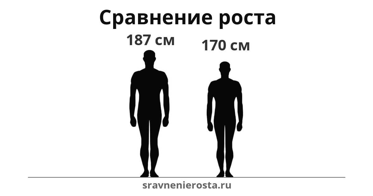 Визуализация соотношения роста мужчины (187 см) и мужчины (170 см) на сайте sravnenierosta.ru