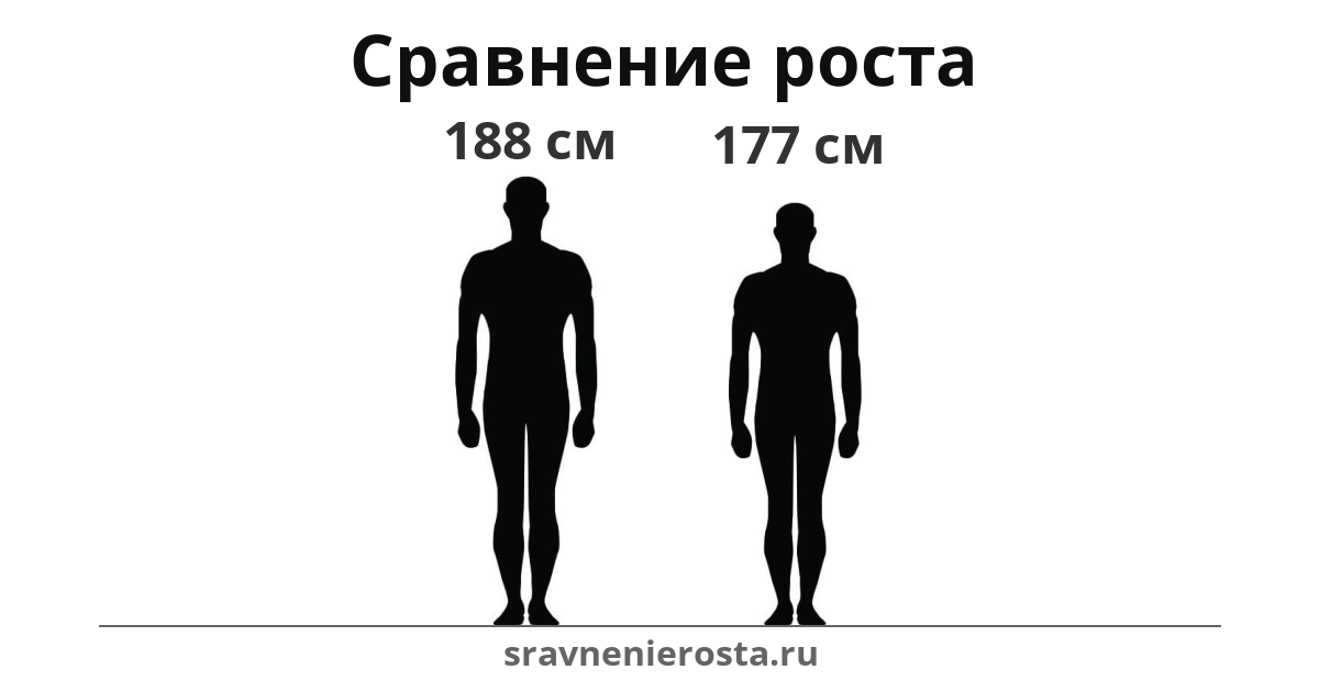 Визуализация соотношения роста мужчины (188 см) и мужчины (177 см) на сайте sravnenierosta.ru