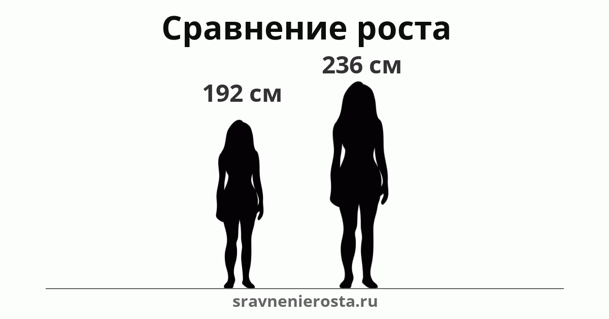 Визуализация соотношения роста женщины (192 см) и женщины (236 см) на сайте sravnenierosta.ru