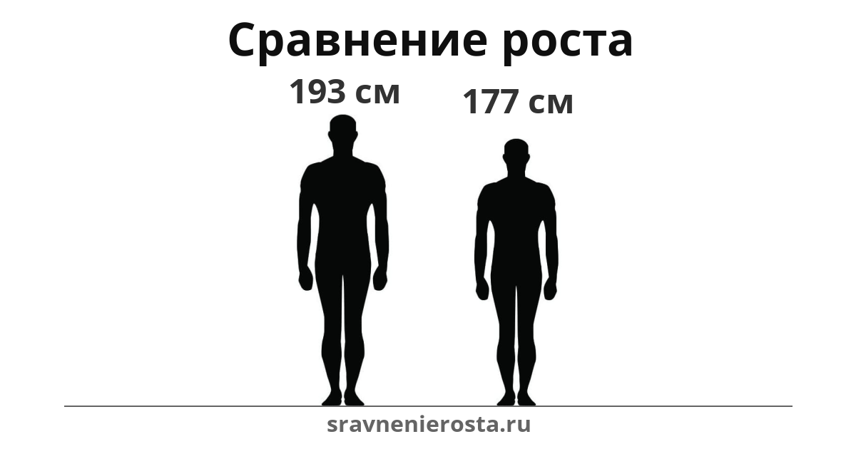 Визуализация соотношения роста мужчины (193 см) и мужчины (177 см) на сайте sravnenierosta.ru