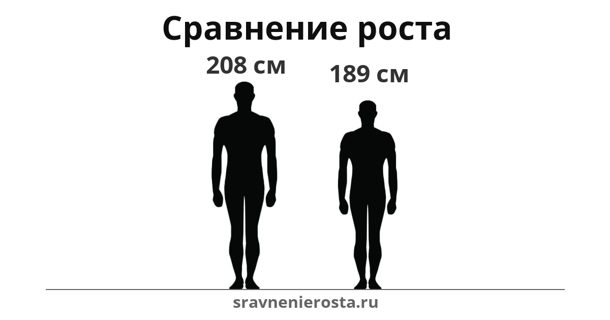 Визуализация соотношения роста мужчины (208 см) и мужчины (189 см) на сайте sravnenierosta.ru