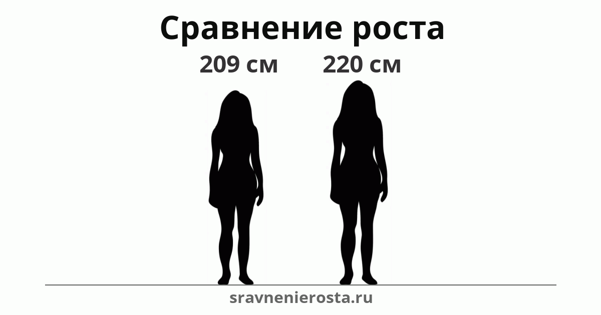 Визуализация соотношения роста женщины (209 см) и женщины (220 см) на сайте sravnenierosta.ru