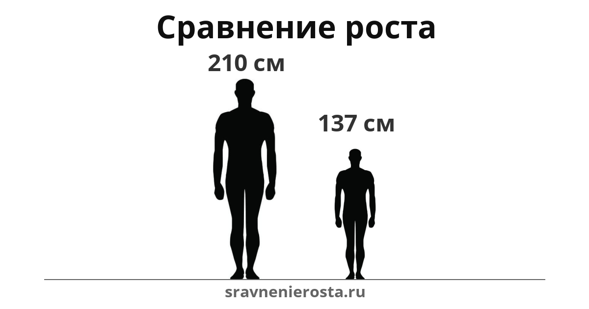 Визуализация соотношения роста мужчины (210 см) и мужчины (137 см) на сайте sravnenierosta.ru