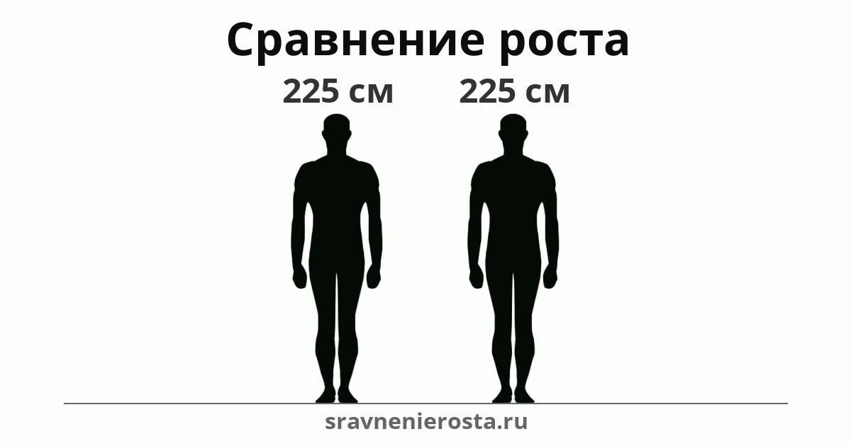 Визуализация соотношения роста мужчины (225 см) и мужчины (225 см) на сайте sravnenierosta.ru