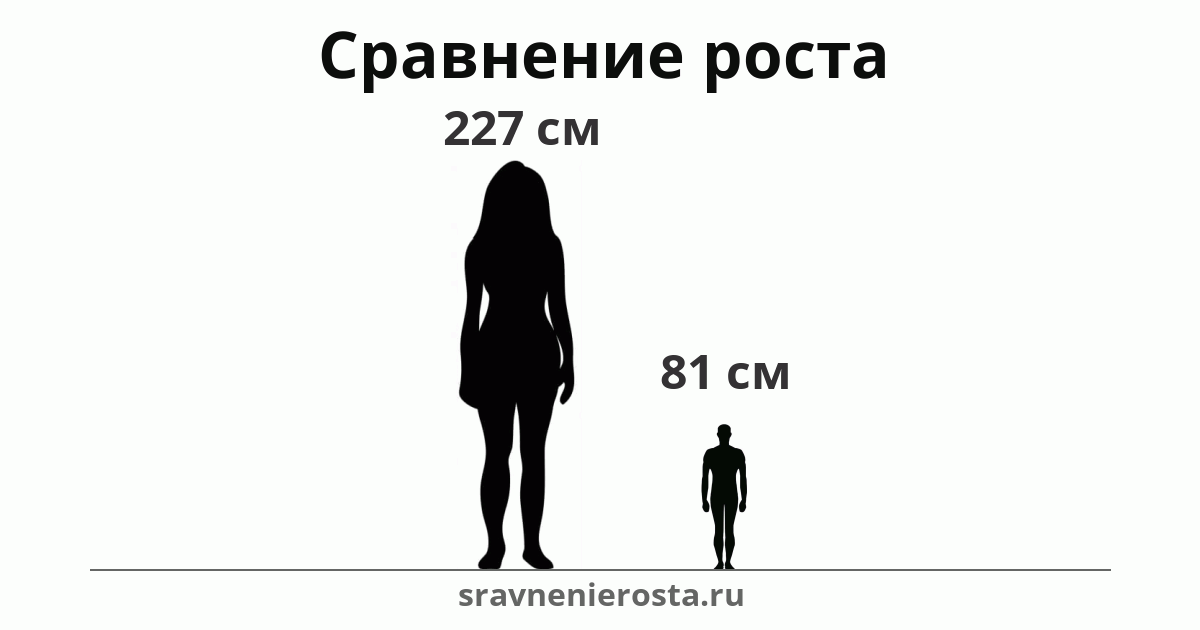 Визуализация соотношения роста женщины (227 см) и мужчины (81 см) на сайте sravnenierosta.ru