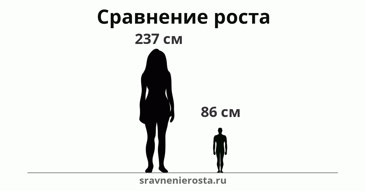Визуализация соотношения роста женщины (237 см) и мужчины (86 см) на сайте sravnenierosta.ru