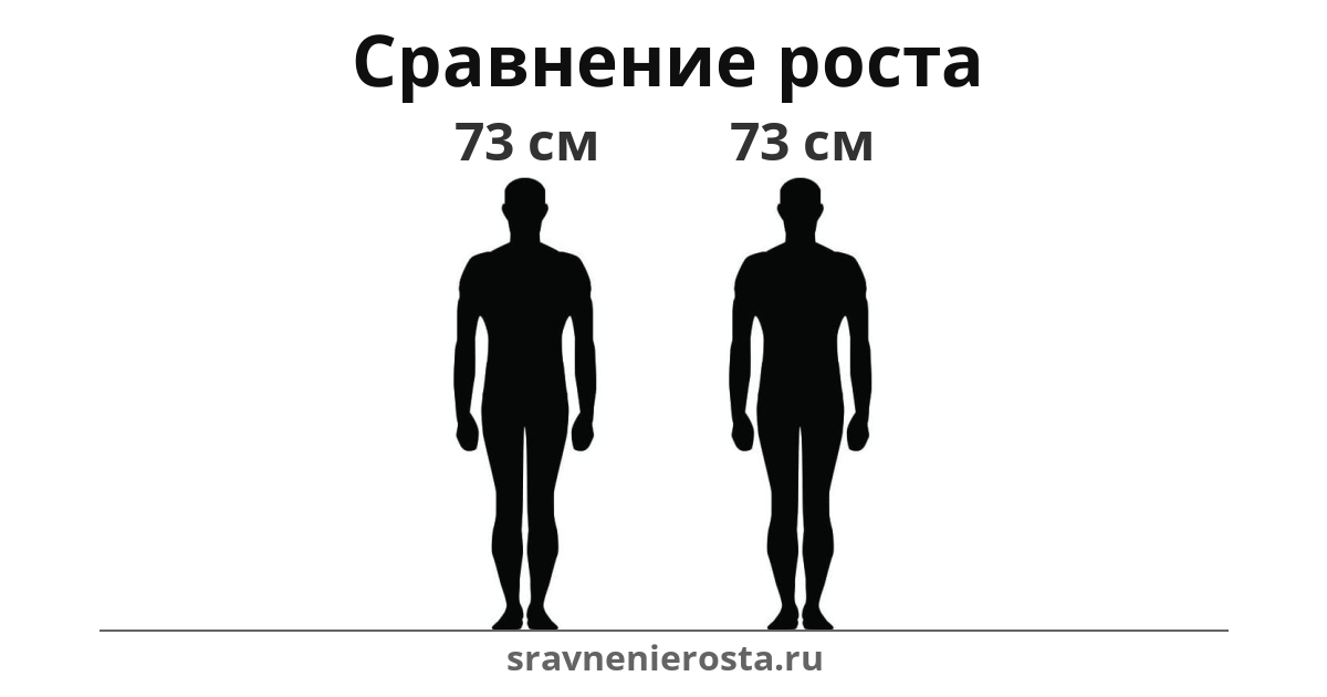 Визуализация соотношения роста мужчины (73 см) и мужчины (73 см) на сайте sravnenierosta.ru