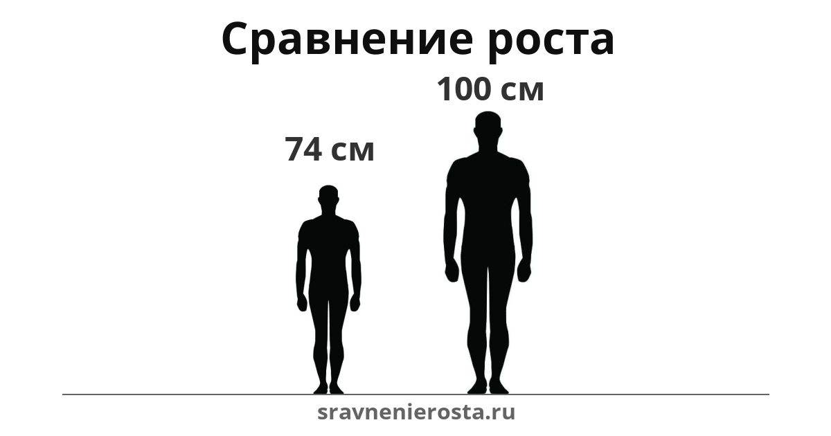 Визуализация соотношения роста мужчины (74 см) и мужчины (100 см) на сайте sravnenierosta.ru