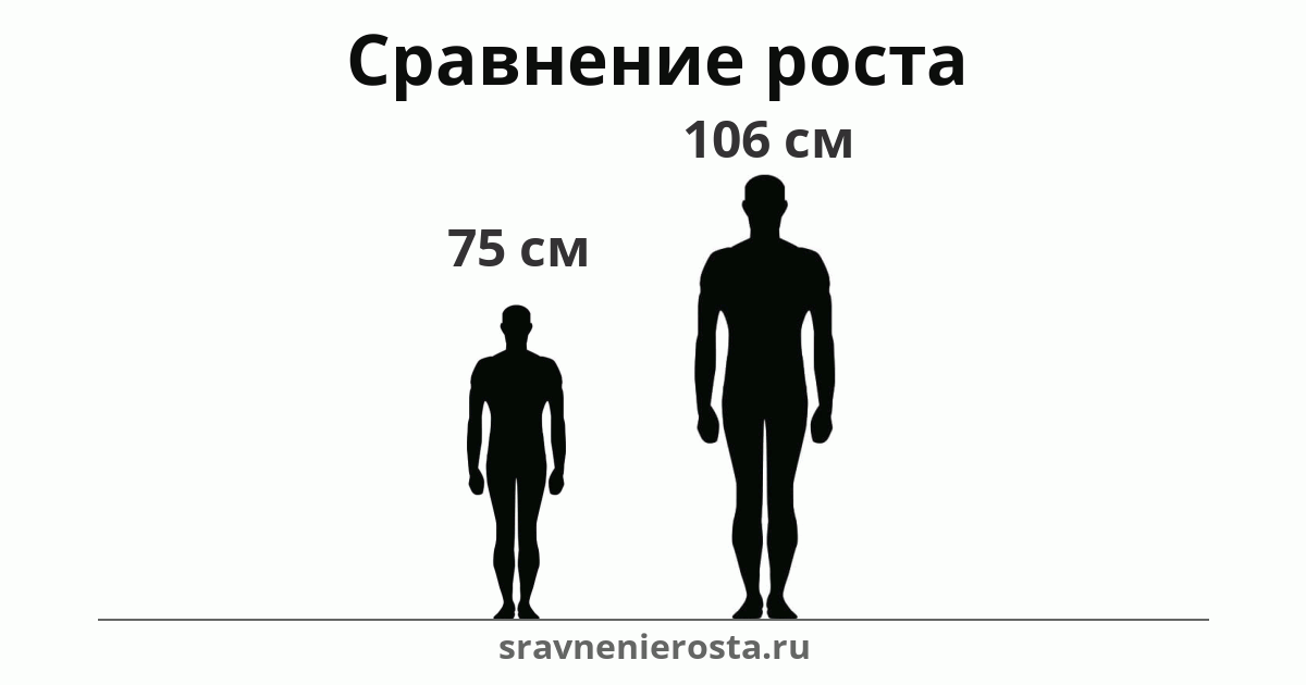 Визуализация соотношения роста мужчины (75 см) и мужчины (106 см) на сайте sravnenierosta.ru