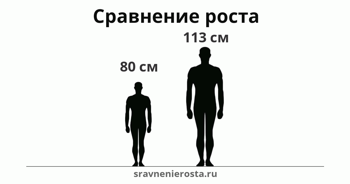 Визуализация соотношения роста мужчины (80 см) и мужчины (113 см) на сайте sravnenierosta.ru