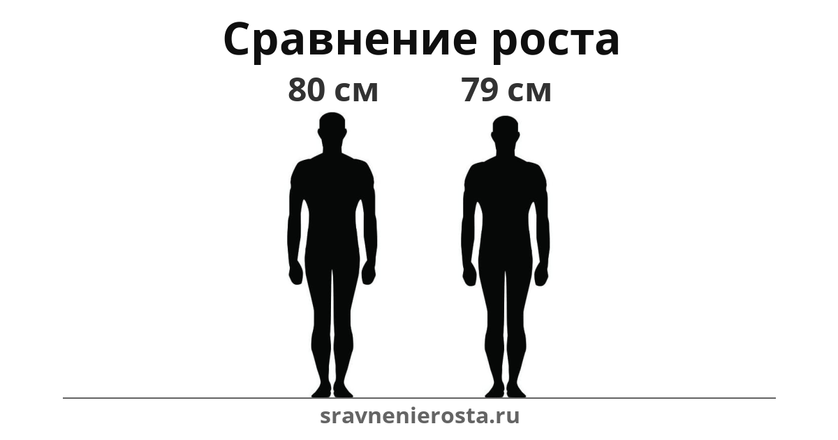 Визуализация соотношения роста мужчины (80 см) и мужчины (79 см) на сайте sravnenierosta.ru
