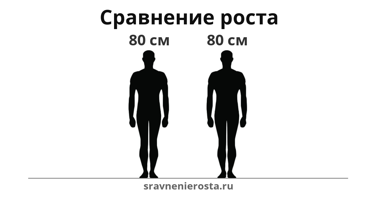 Визуализация соотношения роста мужчины (80 см) и мужчины (80 см) на сайте sravnenierosta.ru