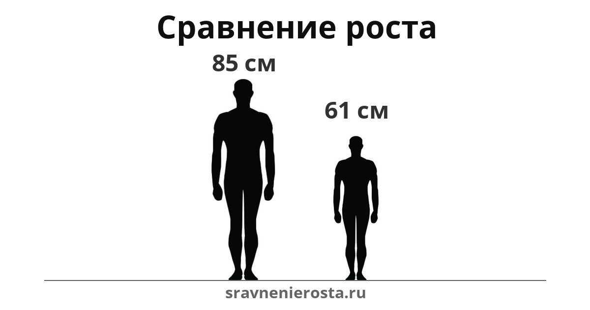 Визуализация соотношения роста мужчины (85 см) и мужчины (61 см) на сайте sravnenierosta.ru