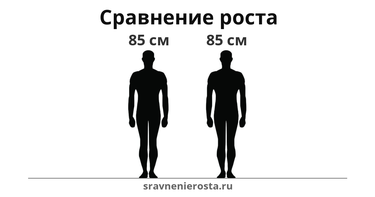 Визуализация соотношения роста мужчины (85 см) и мужчины (85 см) на сайте sravnenierosta.ru